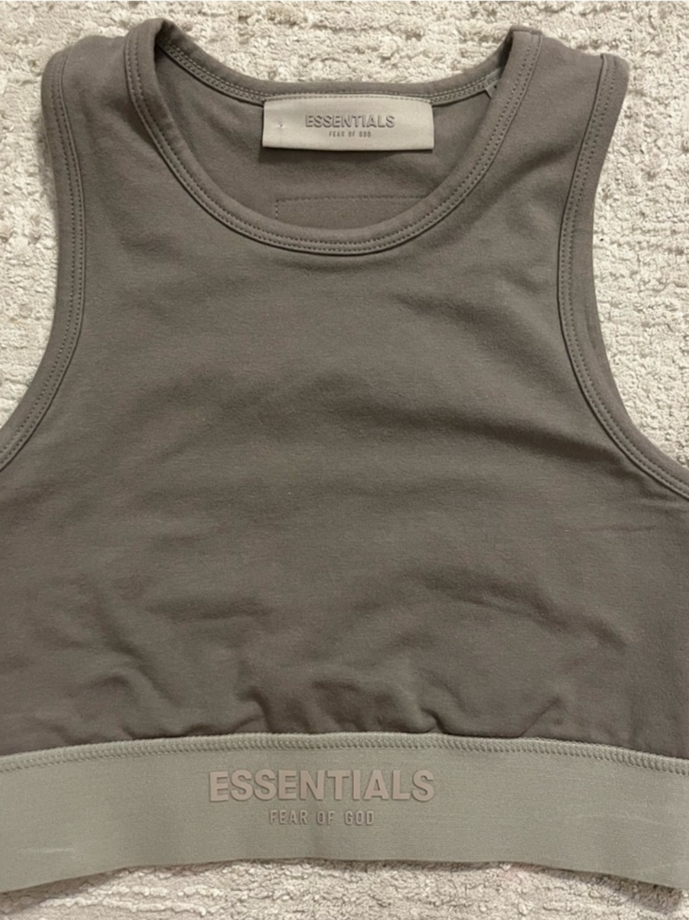 Fear of God ESSENTIALS Taupe Ribbed Logo Band Tank